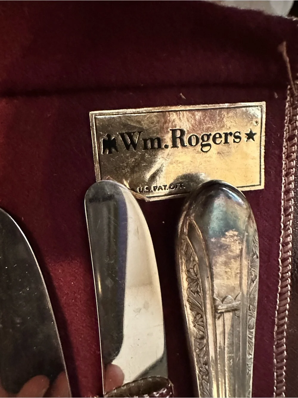 Wm Rogers Silver plated spoons, knives and forks. IS